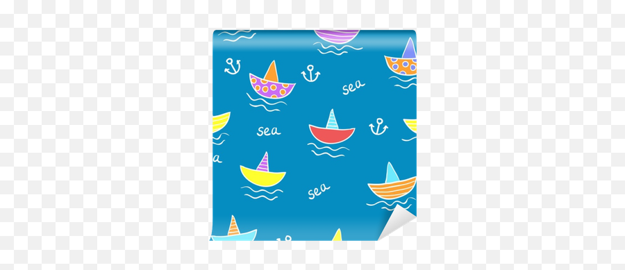 Seamless Kids Pattern With Color Funny Cartoon Sea And Ships - Fondos De Barcos Para Niños Emoji,Funny Emoticons Cartoons