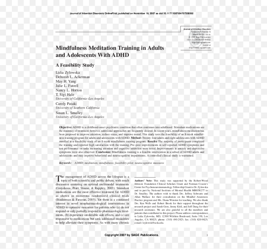 Lidia Zylowska Mindfulness In - Document Emoji,Professor Spencer Lynn Neurocognition Of Emotion Perception