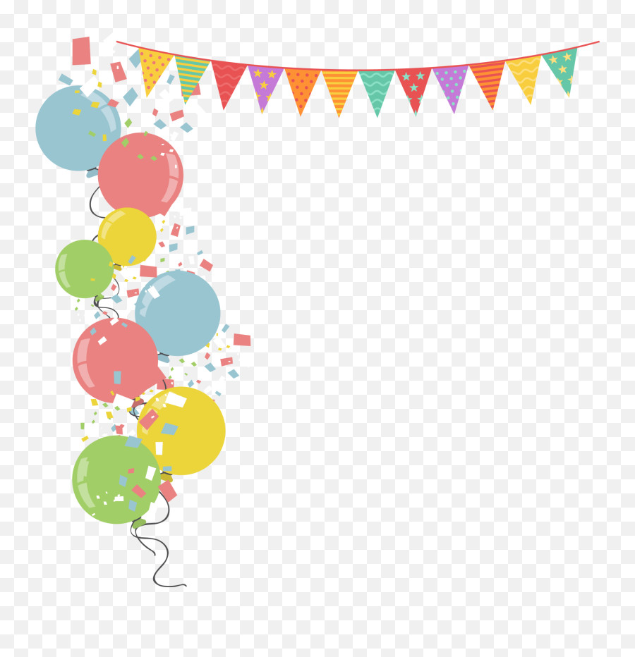 Birthday Balloons Banner Sticker By Vianeyhernandezm - Transparent Balloon Border Png Emoji,Emoji Party Balloons