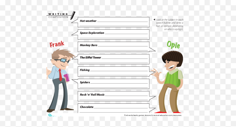 Lesson Plans Educationcom - Look At The Subject In Each Speech Bubble And Write A Fact Or Opinion Depending On Who Is Saying It Emoji,Comic Strips Emotions