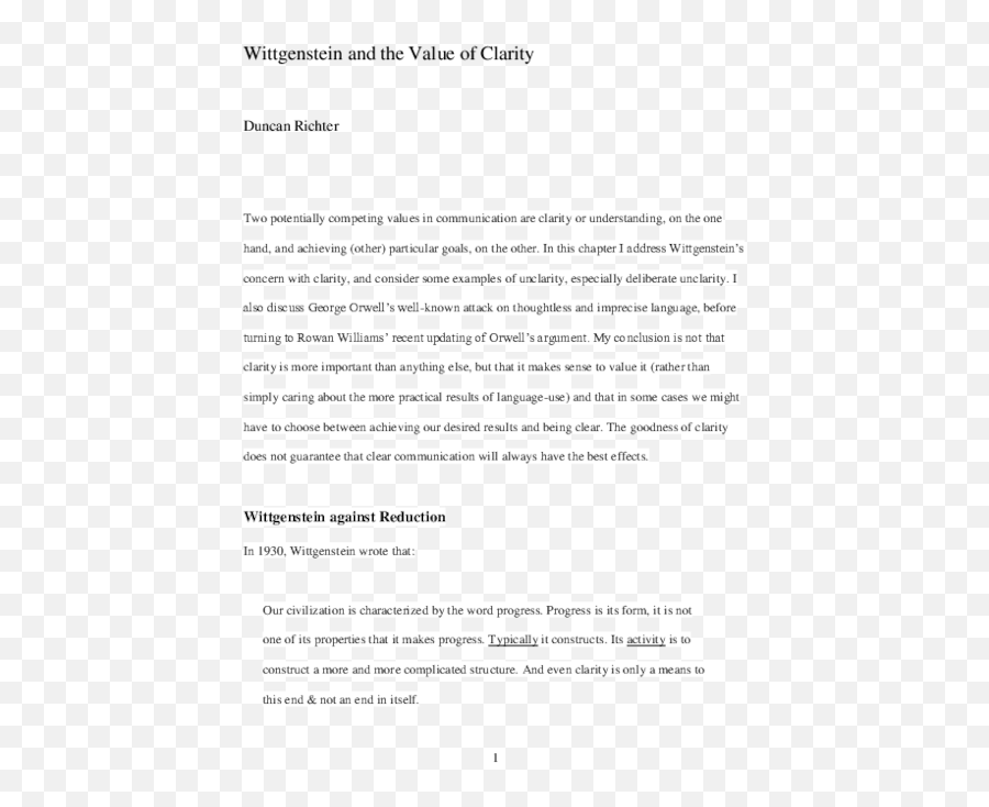 Pdf Wittgenstein And The Value Of Clarity Duncan Richter Emoji,Ludwig Wittgenstein Quote On Emotion