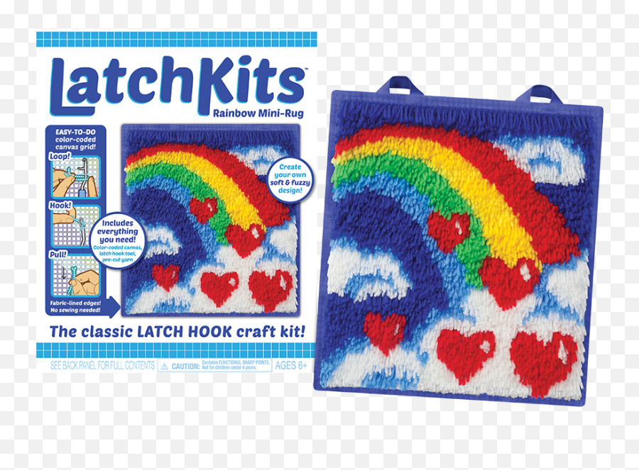 Printed Canvas Rainbow Latch Hook Kit For Kids Beginners - Latch Hook Kits Rainbow Emoji,Fuzzy Emoticon Ball 10 Inches