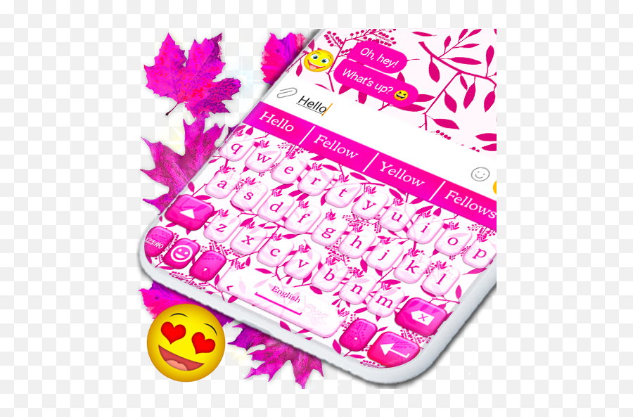 Pink Leaves Keyboard Hd - Office Equipment Emoji,Samsung Galaxy Core Prime Emojis