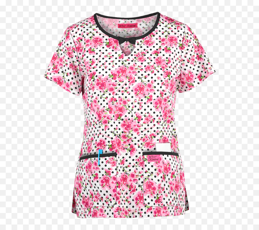 Betsey Johnson Cherry Blossom Rose Print Scrub Top Fashion Emoji,Betsey Johnson Backbacks Emoji