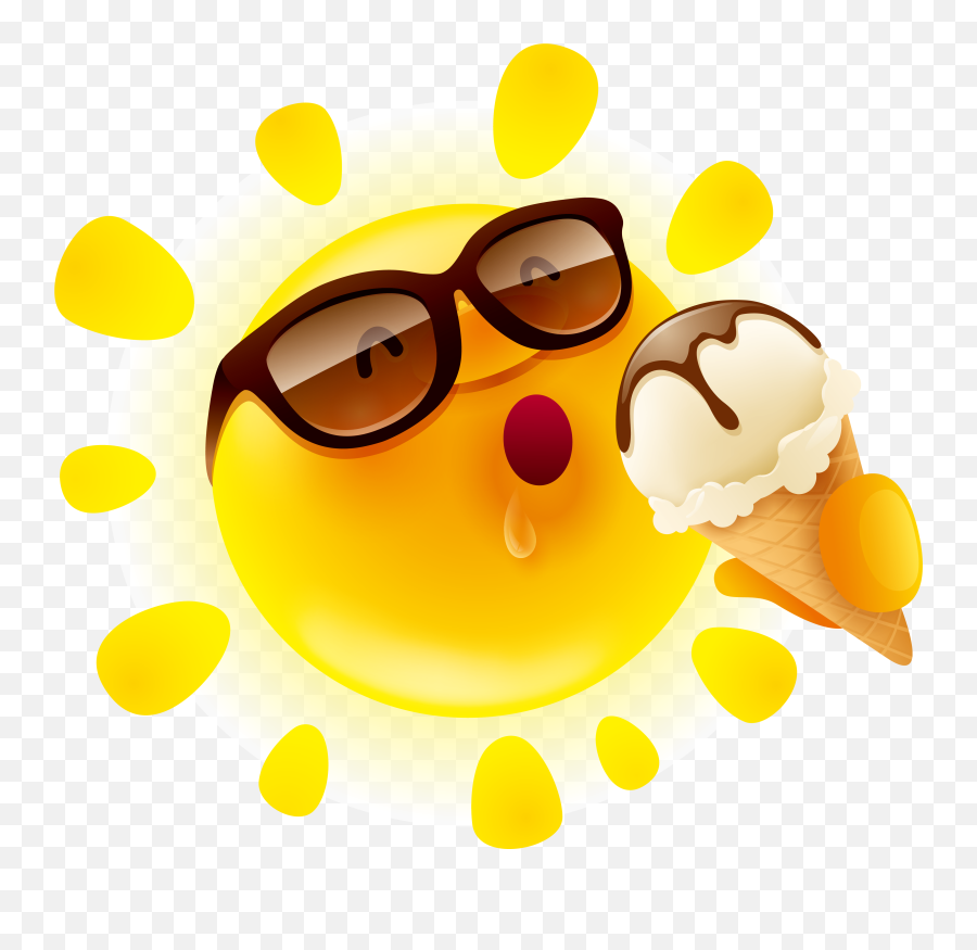 Sun Cartoon Cone Ice Cream Png Image - Transparent Sun Cartoon Png Emoji,Ice Cream Sun Cloud Emoji