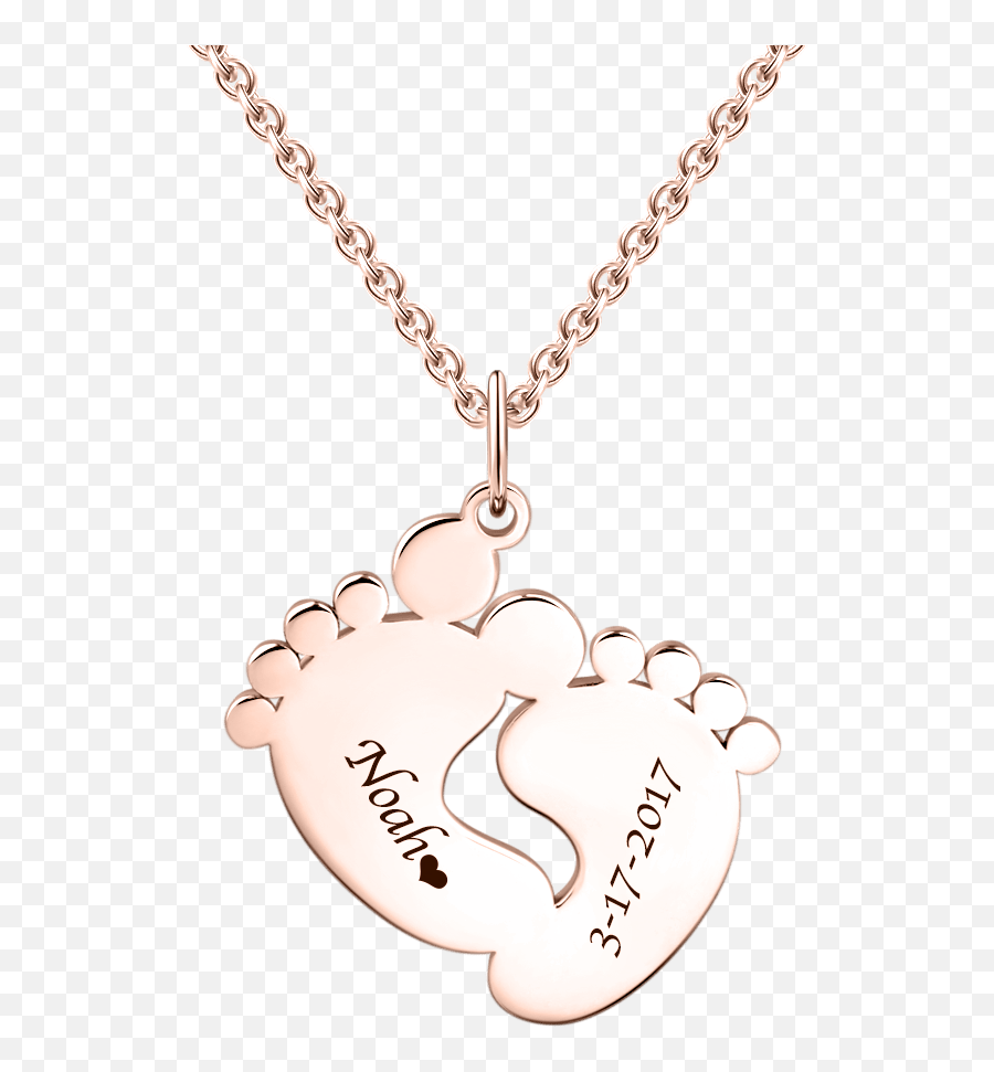 Personalized Baby Feet Necklace Rose - Solid Emoji,100 Emoji Gold Chain