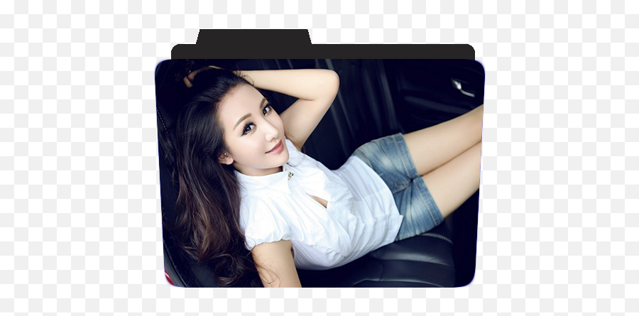 Cute Korean Girl White Shirt Asian Car Selfie Curly - Korean Girls White Shirt Emoji,Girls Emoji Shirt