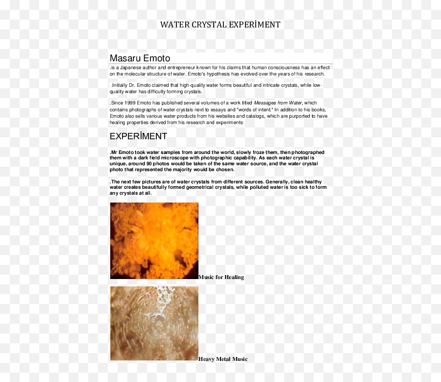 Masarao Emoto Research Papers - Document Emoji,Water Expierment Human Emotions