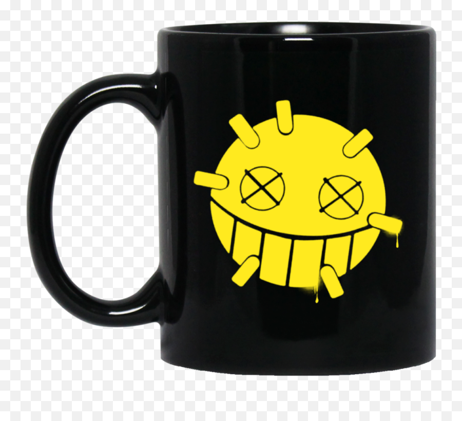 Overwatch Junkrat Smiley Spray 11 Oz Black Mug - Bojack Horseman Mug Emoji,Emoticon For Meh