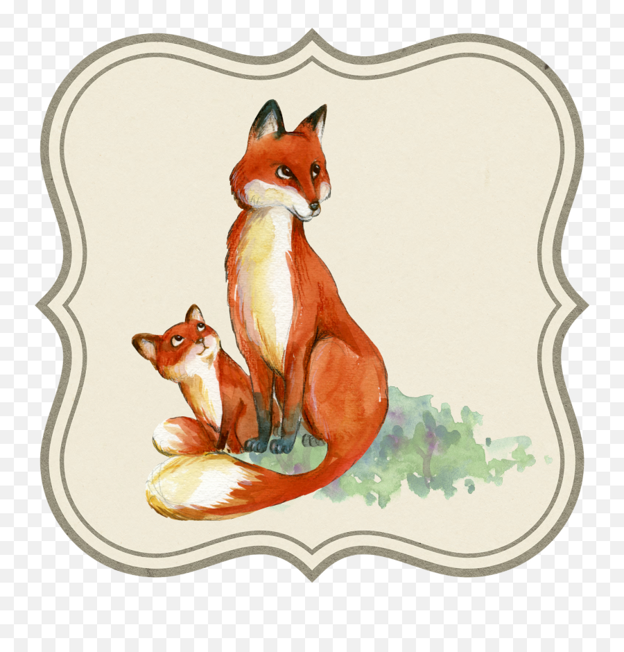 Drawn Fox With Baby Free Image Download - Squirrel Mother Baby Illustration Emoji,Jackal And Emoticon