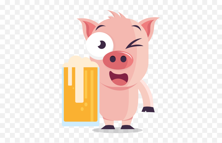 Beer Stickers - Pig On A Rainbow Emoji,Pig And Person Emoji