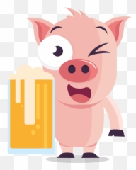 Beer Stickers - Pig On A Rainbow Emoji,Pig And Person Emoji