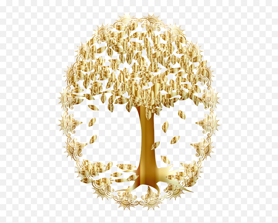 Leaves Tree Of Life Gold Foil Tree - Art Emoji,Tree Of Life Emotions