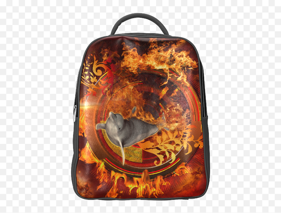 Funny Dolphin Jumping By A Fire Circle Popular Backpack Emoji,Emoji With A Suitcase