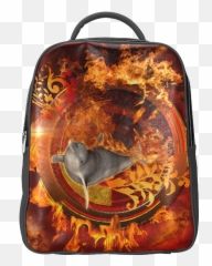 Funny Dolphin Jumping By A Fire Circle Popular Backpack Emoji,Emoji With A Suitcase