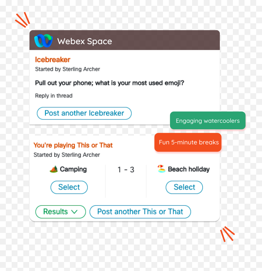 Asynchronous Games Trivia U0026 Icebreakers On Webex Ricotta Emoji,Beach Text Emojis