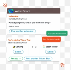 Asynchronous Games Trivia U0026 Icebreakers On Webex Ricotta Emoji,Beach Text Emojis
