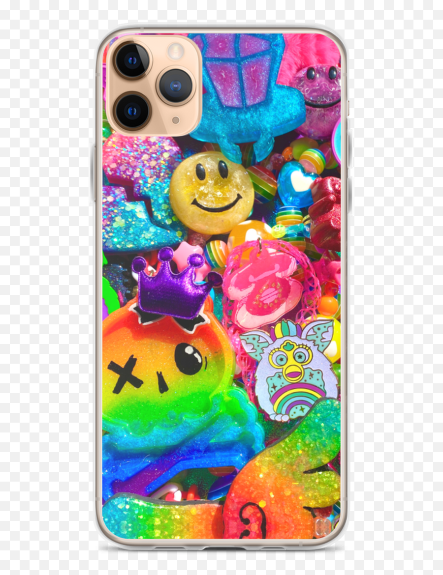 Neon Rainbow Collage Iphone Case - Smartphone Emoji,S Kitty Cat Emoticon