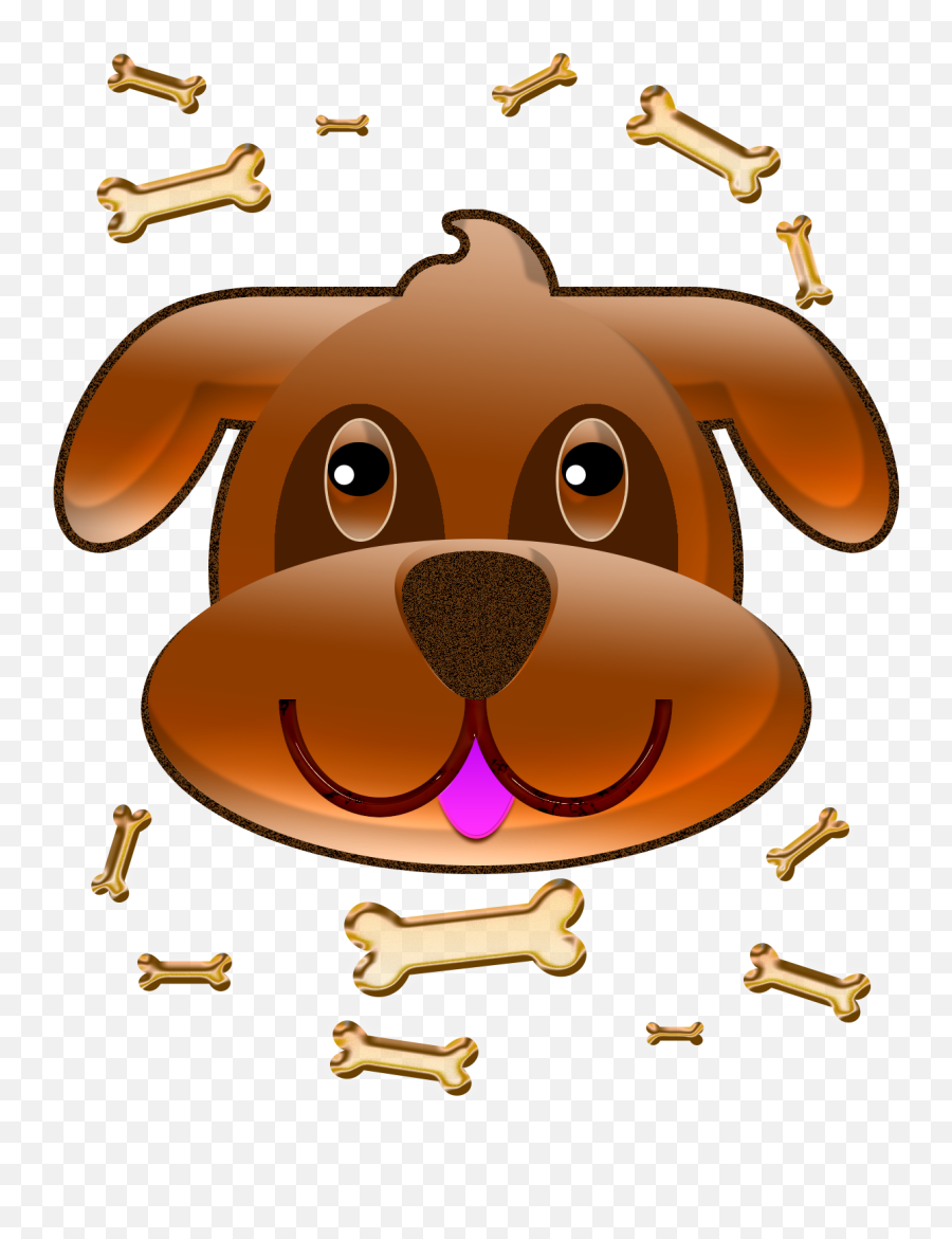 Puppy Face And Doggy Bones Clipart - Full Size Clipart Topper Rosto Do Cachorro Emoji,Doggie Emoticon