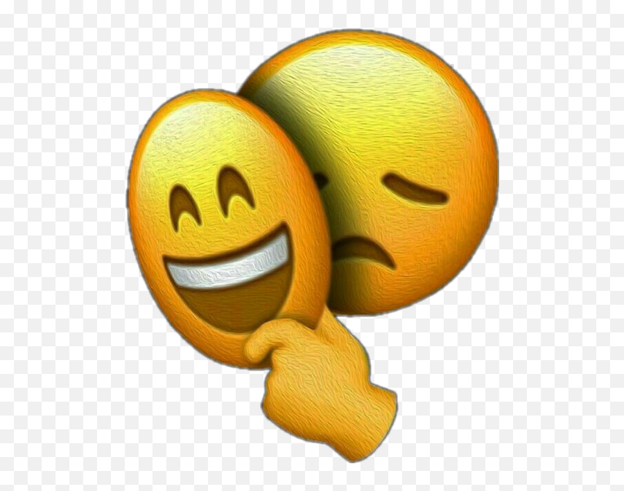 Imfine Emoji Sad Sticker - Sad Face Behind Happy Face,Capricorn Emoji