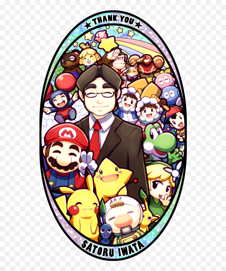 Link Pikachu Samus Aran Kirby Mario - Iwata Nintendo Art Emoji,Satoru Iwata Salute Emoticon