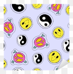 Retro 90s Hand Drawn Stitch Patch Seamless Pattern Sticker Emoji,Emoticon Patches