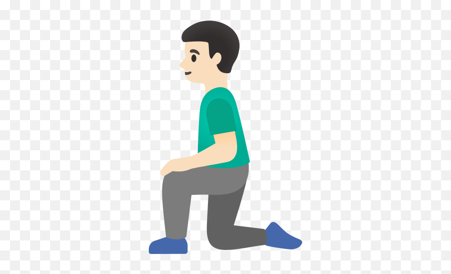 Kneeling Man In Light Skin Tone - Person Kneeling Clipart Emoji,Emoticon Eyes Upward
