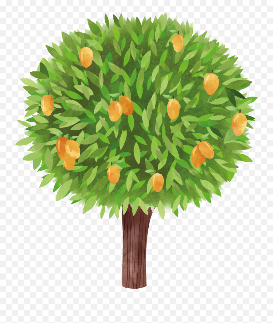 Watercolor Painted Tree Dining Room Sticker - Bitter Orange Emoji,Green Wall Emotion