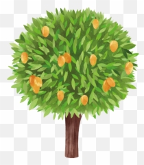 Watercolor Painted Tree Dining Room Sticker - Bitter Orange Emoji,Green Wall Emotion