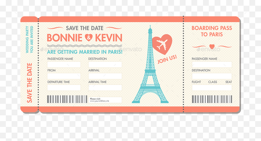 Paris Wedding Invite Tickets By Pingebat Graphicriver Emoji,Ticket Invitattions Emojis