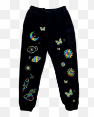 Rainbow Energy Sweatpants Rave After Rave Emoji,Black Butterfly Emoji