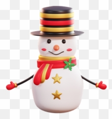 Premium Christmas Snowman Wearing Black Hat 3d Illustration Emoji,Snow Man Emoji