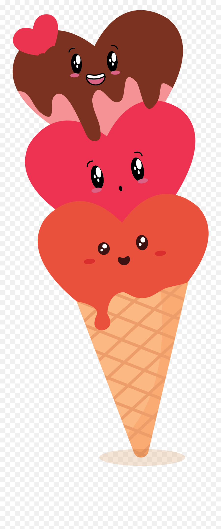 Valentine Kawaii Ice Cream Love Vector Emoji,Icce Cream Emoji