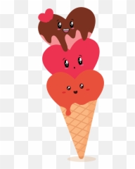 Valentine Kawaii Ice Cream Love Vector Emoji,Icce Cream Emoji