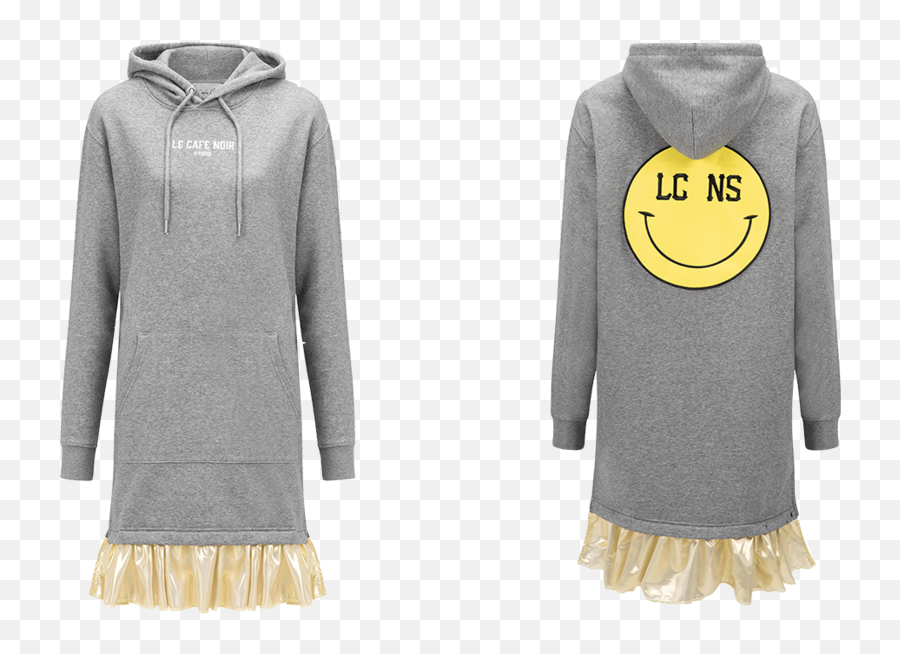 Smiley Hoodie Dress Grey - Long Sleeve Emoji,Emoticon Dress