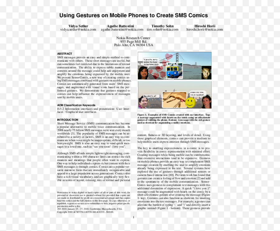 Pdf Using Gestures On Mobile Phones To Create Sms Comics - Document Emoji,Emotion In Comics