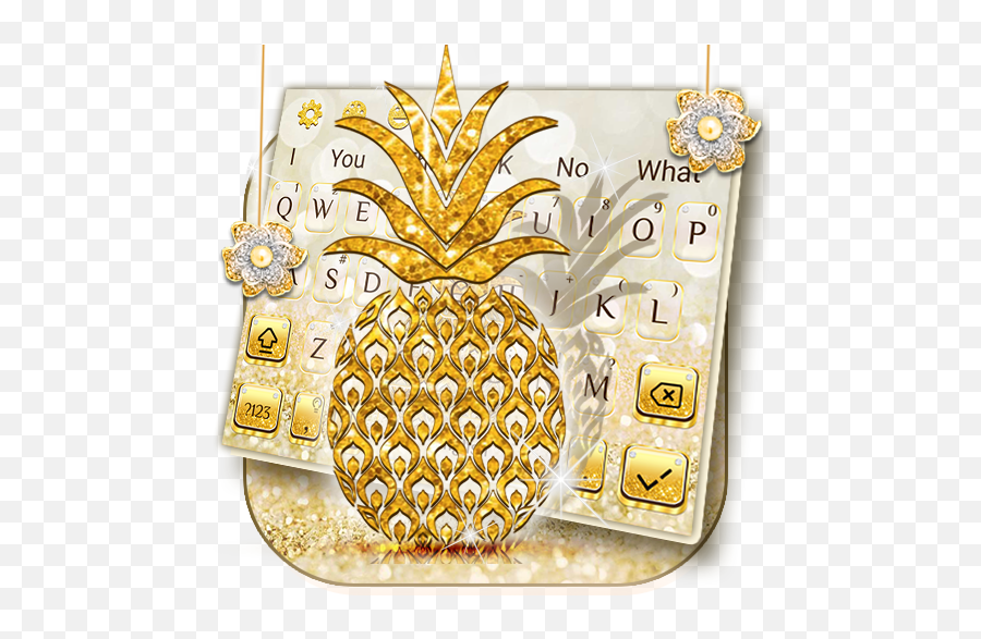 Gold Glitter Pineapple Keyboard - Decorative Emoji,Pineapple Emoji Black White