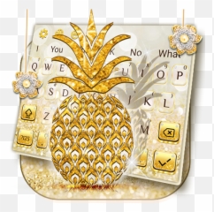 Gold Glitter Pineapple Keyboard - Decorative Emoji,Pineapple Emoji Black White