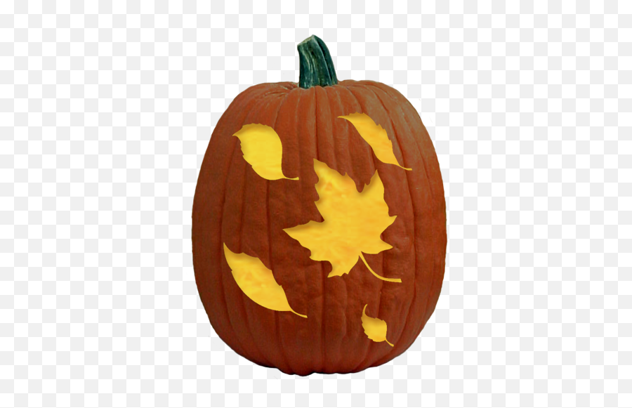 Falling Leaves Pumpkin Carving Pattern - Leaf Pumpkin Carving Stencil Emoji,Emoji Pumpkin Carvings
