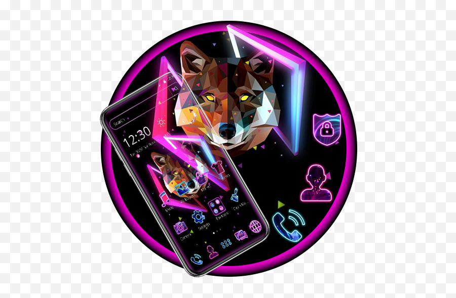Neon Wolf Launcher Theme U2013 Apps No Google Play - Lobo Geometrico Emoji,Emojis Preocupado