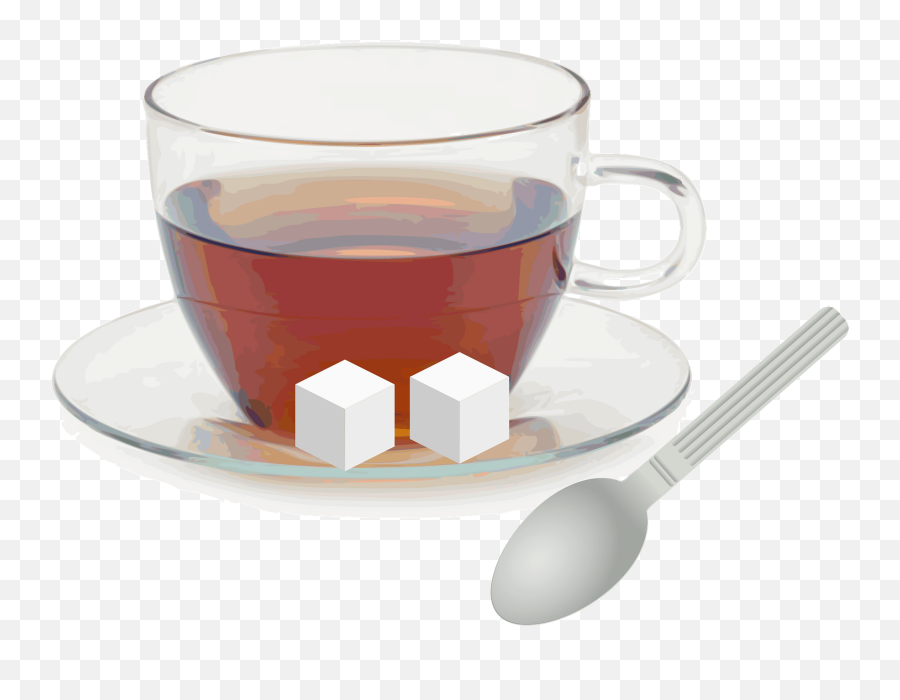 Glass Cup With Glass Saucer Spoon And - Cup Of Tea Emoji,Cup Of Tea Emoji