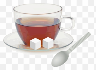 Glass Cup With Glass Saucer Spoon And - Cup Of Tea Emoji,Cup Of Tea Emoji