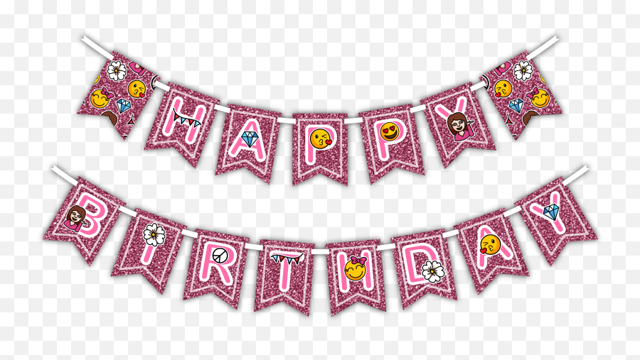 Download Girl Pink Glitter Emoji - Happy 40th Birthday Banner,Emoji Birthday Party