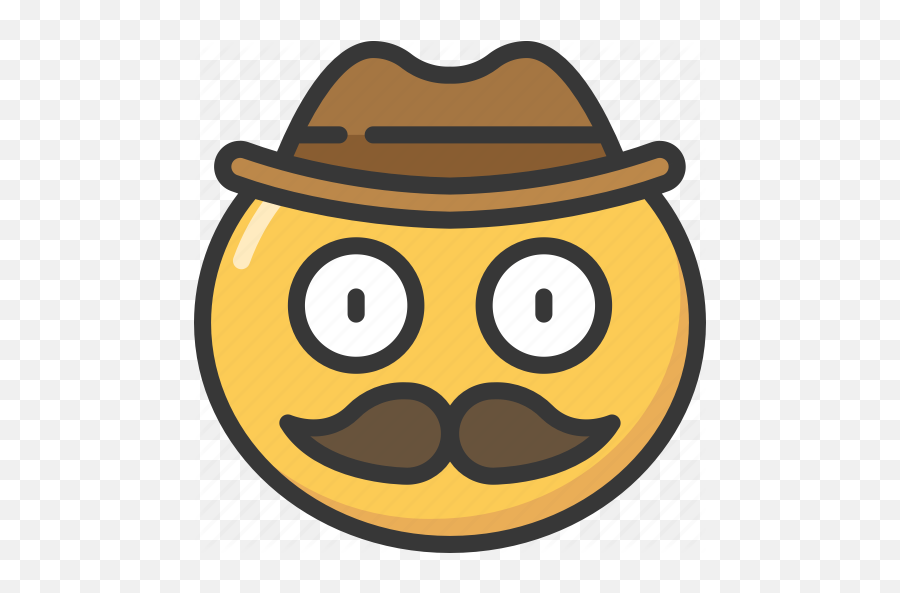 Cowboy Emoji Emoticon Face Hat Moustache Icon - Download On Iconfinder Happy,Cowboy Emoji
