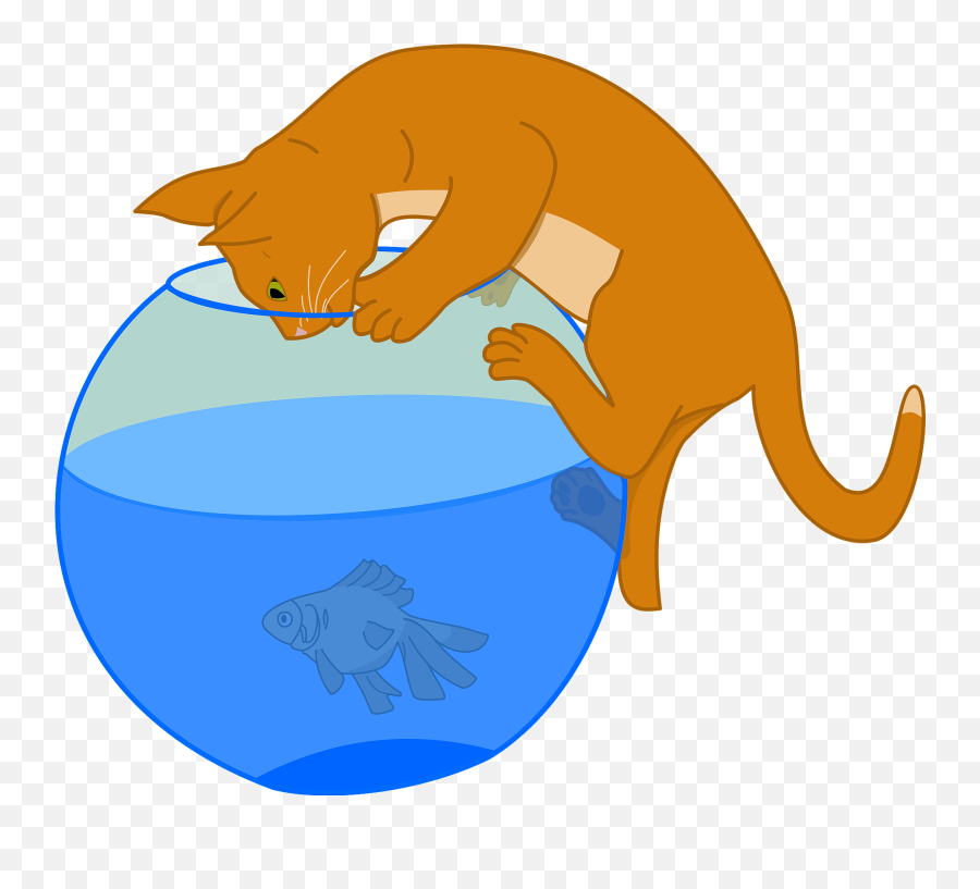 Kitten Hunting For A Fish Clipart - Gatos En La Pecera Emoji,Fishbowl Emoji Transparent