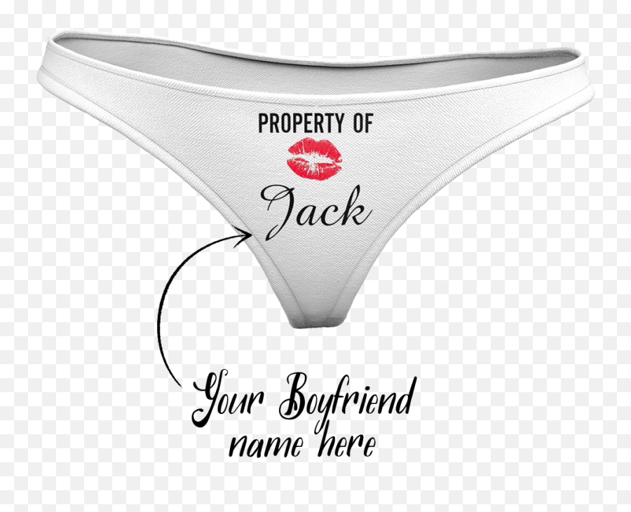 Womenu0027s Plain Custom Name Property Of Thong Panty - Kiss Emoji,Emoji In Panties