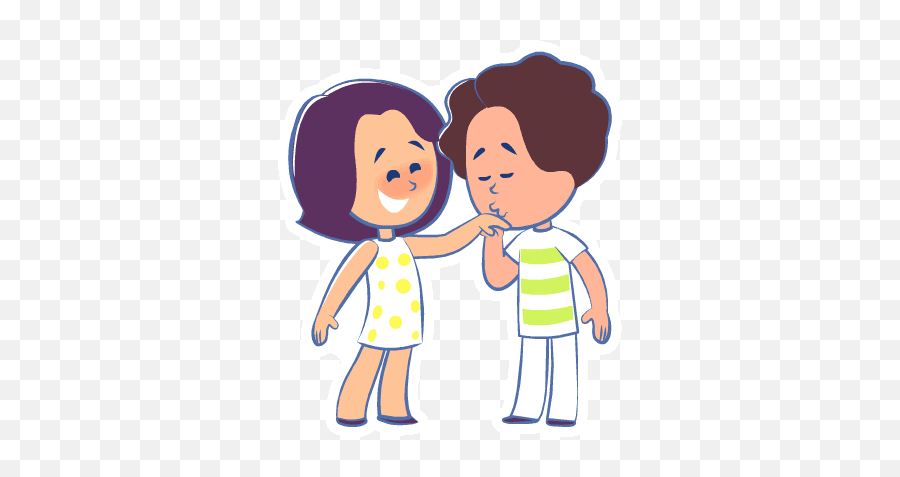 Animated Stickers - Kiss In The Hand Cartoon Emoji,Holding Hands Emoji