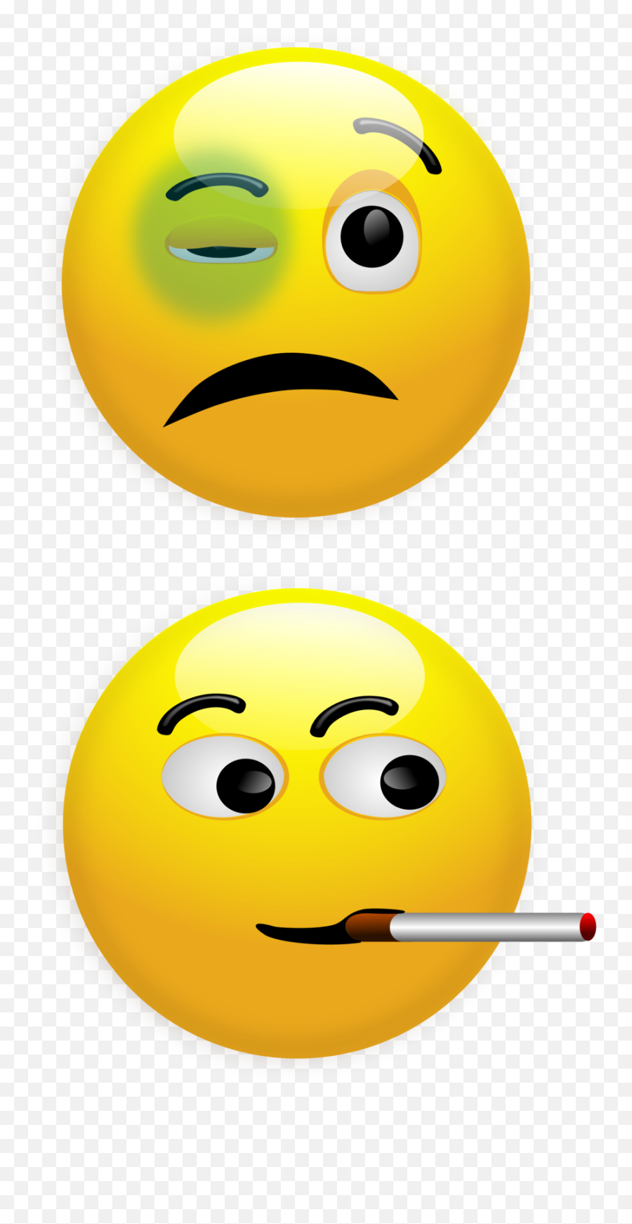 Black Eye Smiley And Smoking Smiley - Black Eye Clip Art Emoji,Side Eyes Emoji