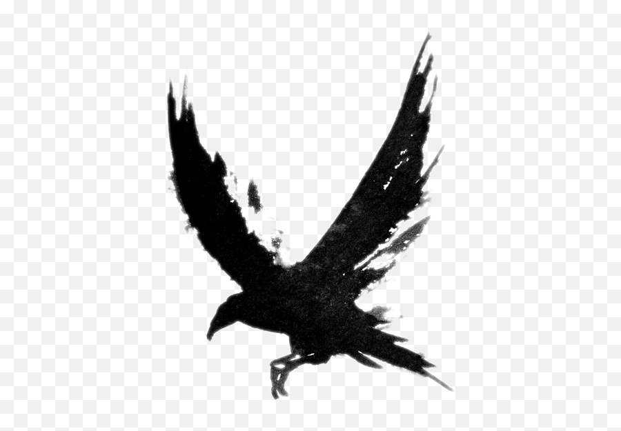 Download Tattoo Crow Flying Bird Common - Silhouette Flying Crow Tattoo Emoji,Cr Ow Emoticon