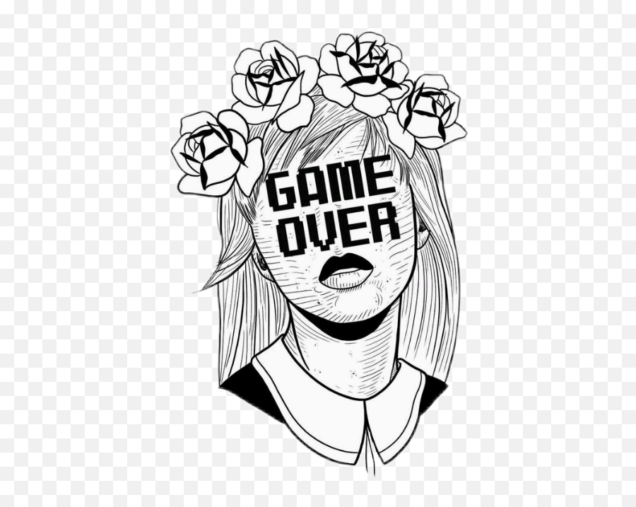 Girl Game Over Gameover Sticker By Nikola Klimentová Emoji,Line Art Text Emoticons